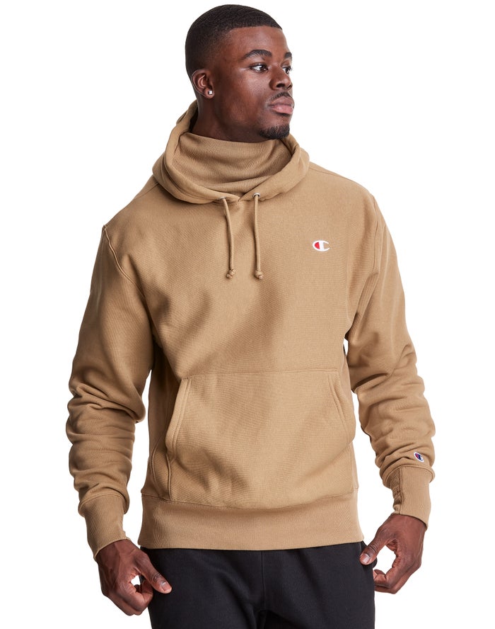 Champion Defender Series Reverse Weave® With Attached Ribbed Inset Mask Hoodie Heren - Khaki - Belgi